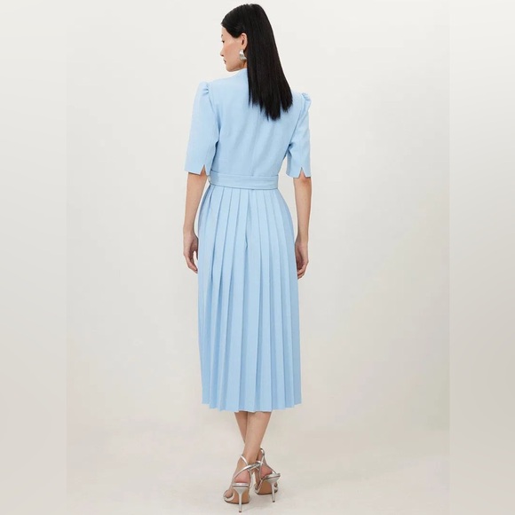 NWT KAREN MILLEN Tall Structured Crepe Forever Pleated Midi Dress. $439 - Picture 14 of 14